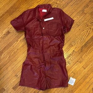 ASOS Design Men’s Romper Red Leather Short Sleeve Jumpsuit